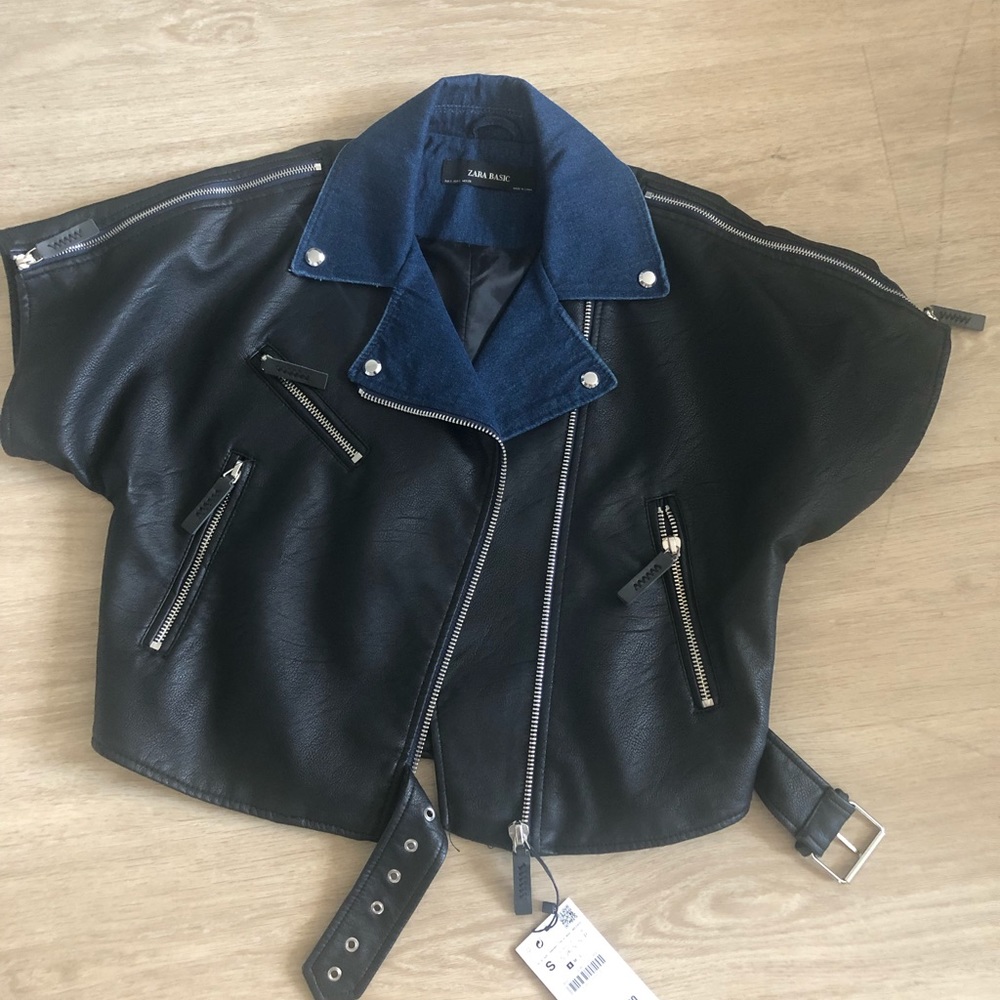 Zara short sleeve leather jacket